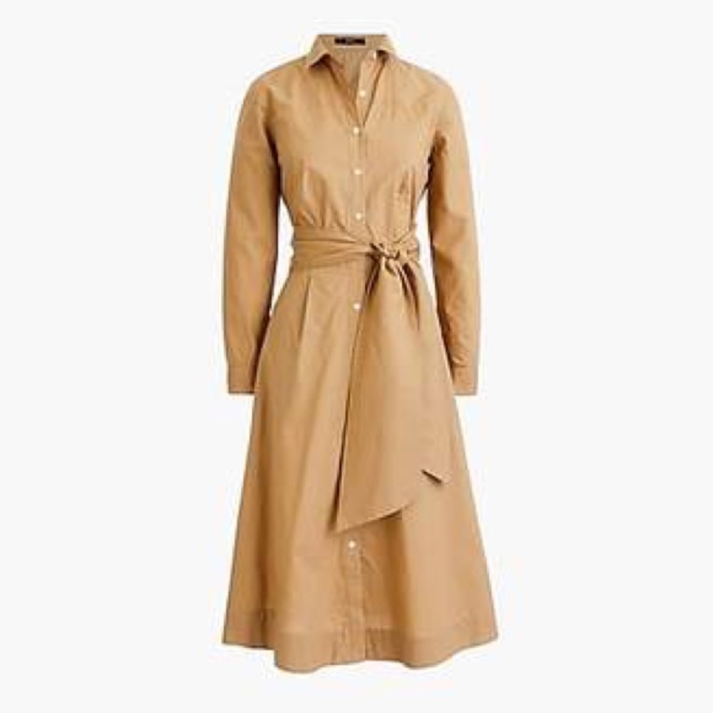 J Crew Poplin Tie Waist Shirtdress NWT